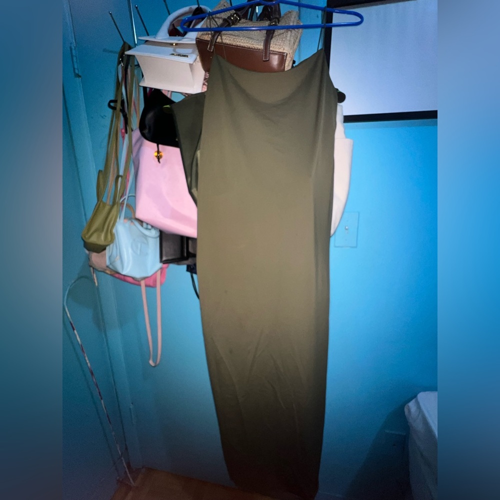 Zara Green Mock Neck Sleeveless Bodycon Midi Dress